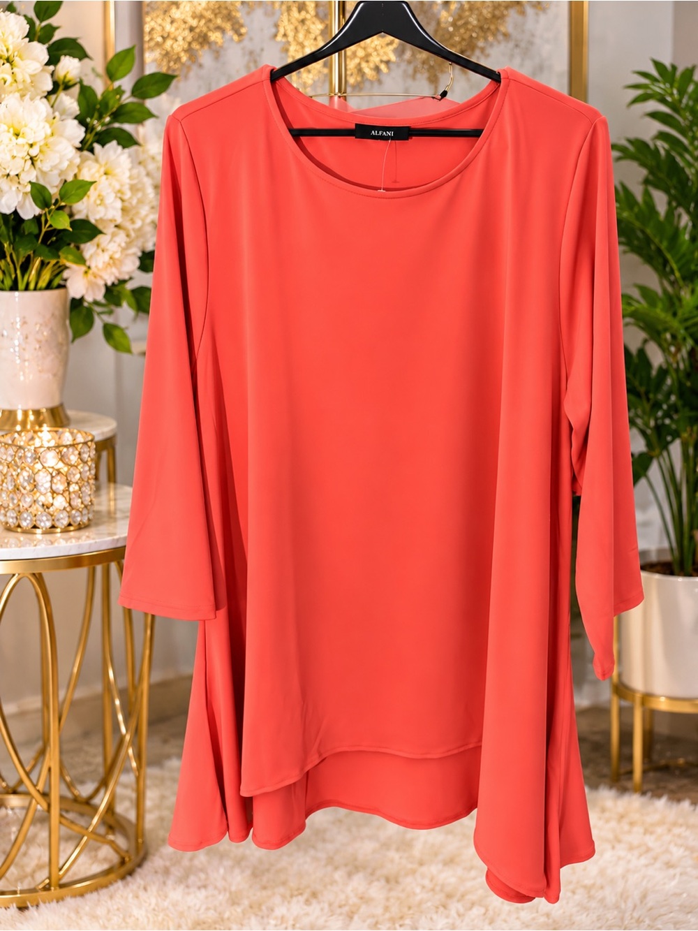 Alfani Coral-Peach Flowy Women's Tunic
